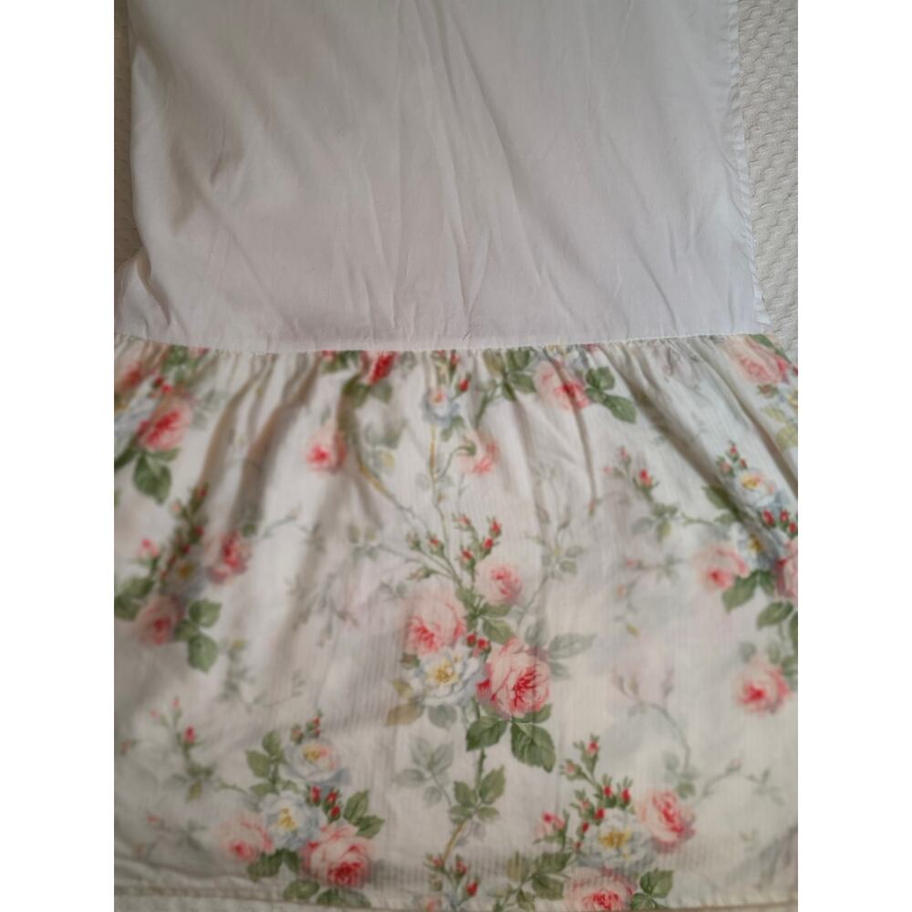 Ralph Lauren Meadow Way Bed Skirt Dust Ruffle Full Double Floral Rose Vintage - Picture 2 of 8